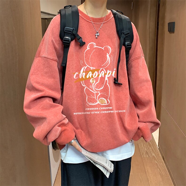 ！2023秋冬新款男士水洗圆领卫衣纯棉长袖上衣WYS112P45,男装卫衣,电商B220