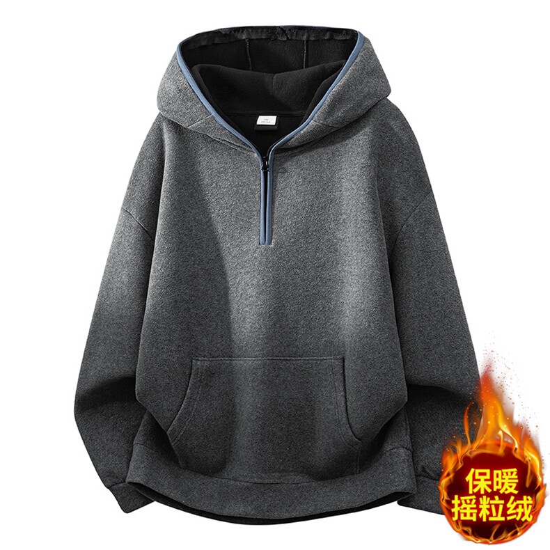 加厚保暖上衣连帽半开衫套头长袖男女款摇粒绒卫衣WY898-P55,男装棉衣,星座210-1