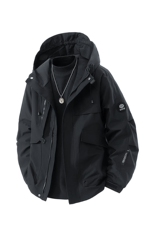 山系户外连帽冲锋衣外套情侣款防风防水工装夹克登山服9596-P45，男装夹克，星座1403A