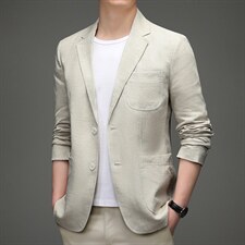 高档时尚气质轻便西装春秋简约亚麻休闲男士休闲西服HM2539-P215，男装西服，星座1105-3