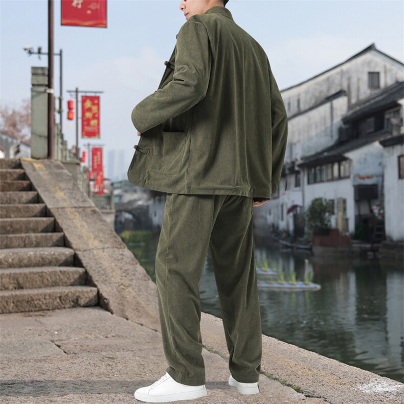 男士外套灯芯绒夹克套装盘扣立领风XZ1512-2501套装-P110,男装夹克,星座1512