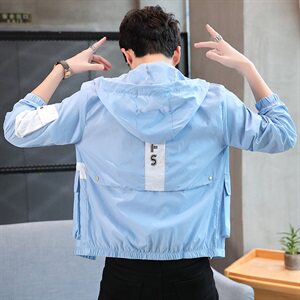 夹克男士连帽初中个性潮修身夏季修身薄款外套防晒服F919图片