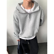 连帽加绒奥粒绒卫衣重磅无帽绳500克拉链硬挺外套男RH5305JR-P59，女装短外套，星座610B-1