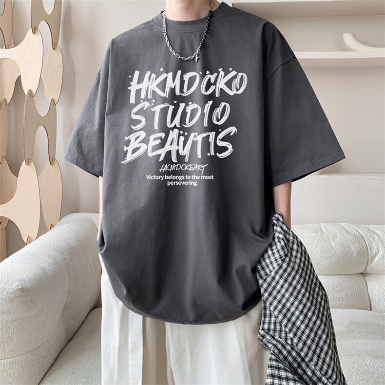 图案已注册夏季新款时尚流行短袖T恤男潮宽松半袖打底衫D027/P25，男装T恤，电商B209