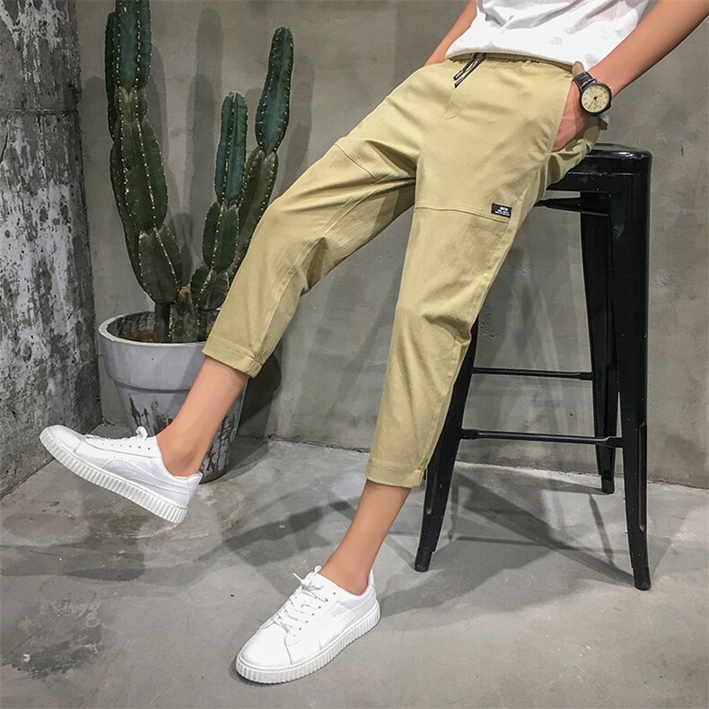 2021夏季新款休闲束脚七分裤男修身7分裤子中裤短裤潮,男装休闲裤,电商D240-242