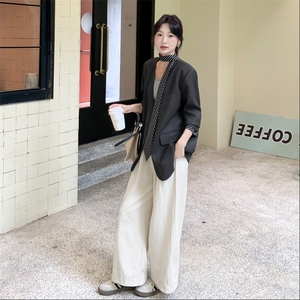 210-3278-P155-K228高级松弛感休闲条纹飘带西装外套2025年秋季图片