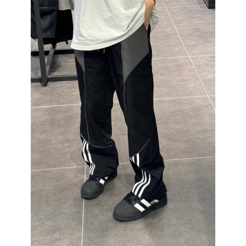 三条杠美式高街条纹运动裤子男直筒阔腿裤KZ584-P48,男装休闲裤,星座1007（原301D）