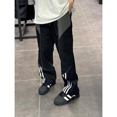 三条杠美式高街条纹运动裤子男直筒阔腿裤KZ584-P48，男装休闲裤，星座1007（原301D）