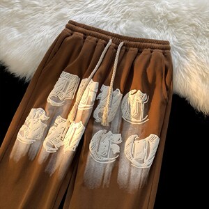 D232A-CF02-P50 控68 转化率超高美式涂鸦运动休闲裤 50棉，男装休闲裤，电商D232A