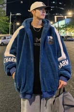 冬装加绒加厚棉衣毛巾绣羊羔绒宽松连帽外套男女919-P110控价158，男装棉衣，电商A441-1