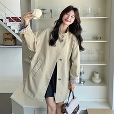 新款主推拼接格纹风衣外套2616-P155-K228，女装短外套，2C129