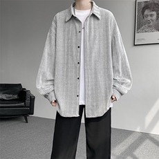 8XL-M人字纹小香风衬衫男生春秋衬衣宽松慵懒垂感外套CS29008P45，男装衬衫，电商B312