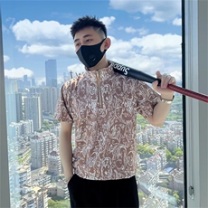 半高领男士短袖t恤痞帅高级感夏季帅气半拉链半袖polo衫T235，男装T恤，星座1116A-2（原606A-1）