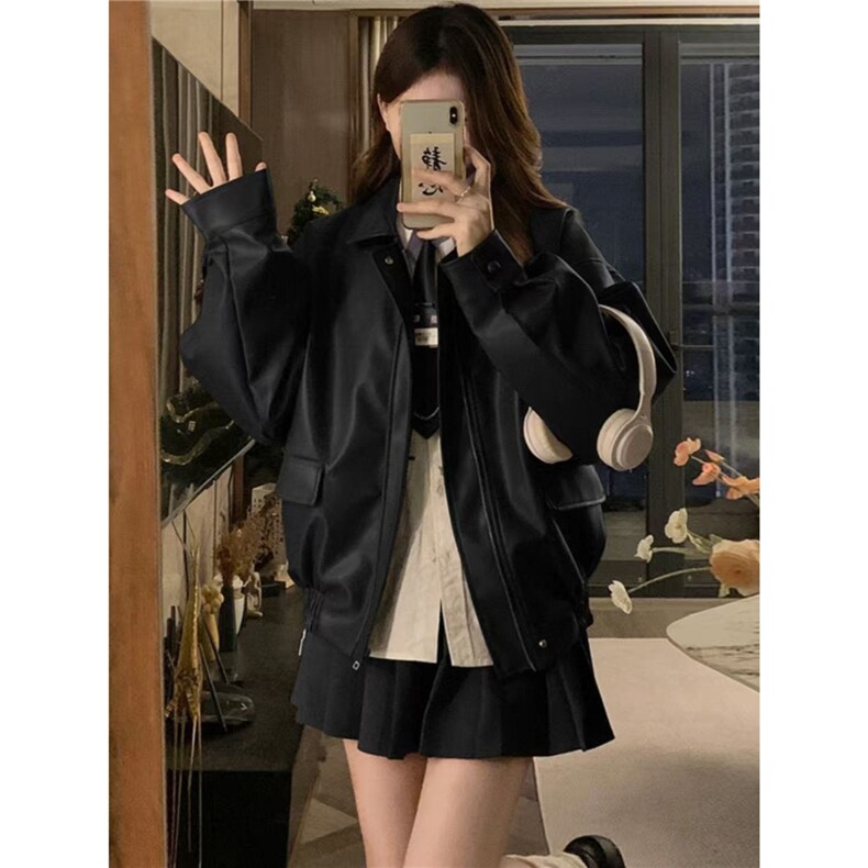 美拉德pu皮衣外套女2025春秋季新款美式机车服短款夹克小个子,男装皮衣,星座1210-1