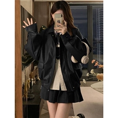 美拉德pu皮衣外套女2025春秋季新款美式机车服短款夹克小个子，男装皮衣，星座1210-1