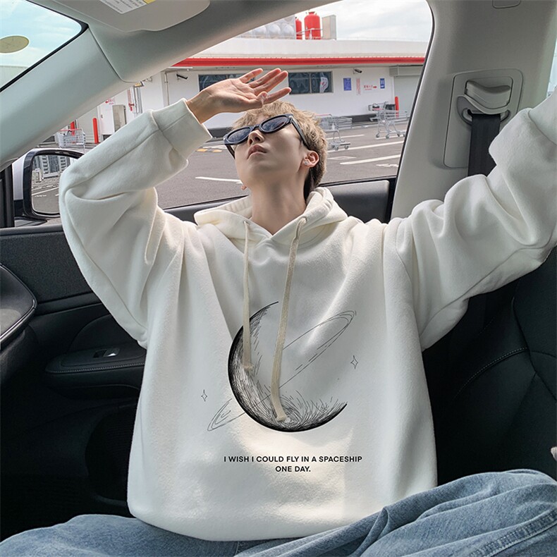 wassuphappy连帽卫衣男春秋季潮牌宽松大码上衣服青少年休闲外套,男装卫衣,电商A040