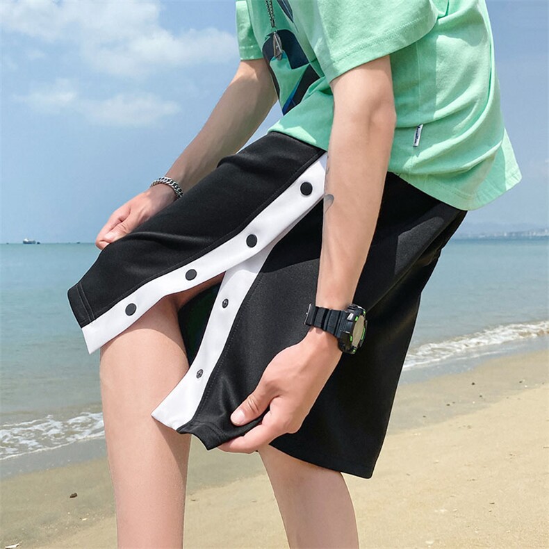夏季针织短裤潮流宽松垂感卫裤大码排扣裤DS-C407-K21801-P35,男装休闲裤,电商C323-1