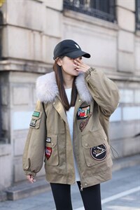 狐狸大毛领冬装新款派克外套,其它,维多利亚