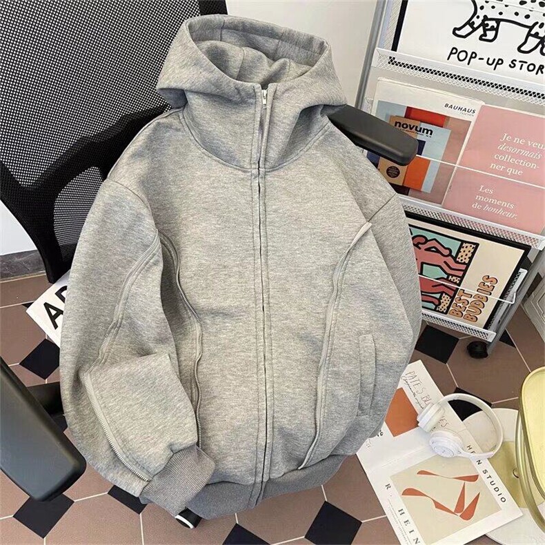 美式潮牌解构感连帽开衫卫衣外套男春季宽松休闲夹克WB399-P64,男装夹克,星座412-3