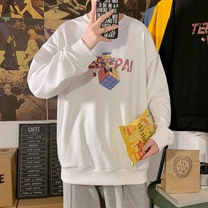 703-W7227 秋季情侣魔方卡通印花圆领套头卫衣图片