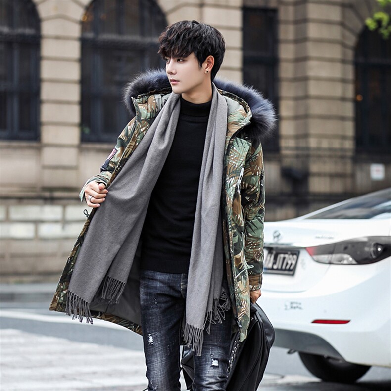 2020电商B247冬季新款迷彩中长款白鸭绒加厚保暖羽绒服MY818-P180，男装羽绒服，电商B247