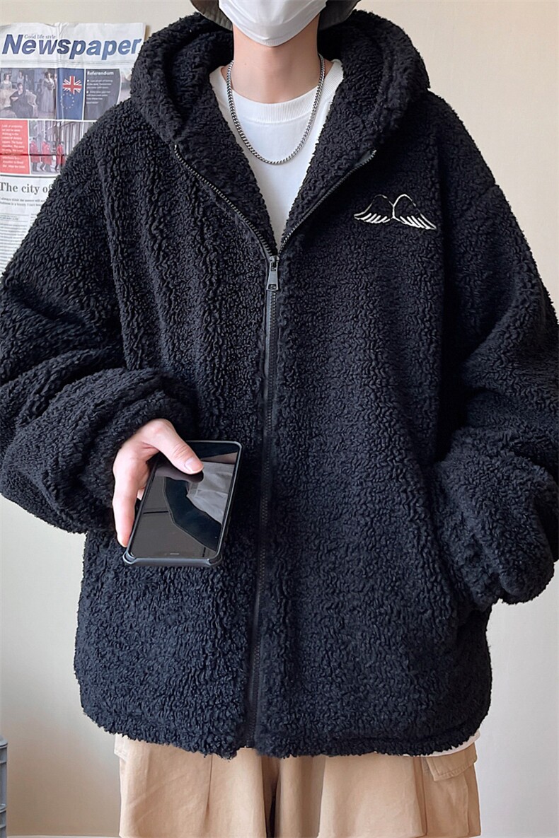 冬季连帽宽松设计感翅膀港风外套情侣男女A071-1008-P120,男装棉衣,电商A071