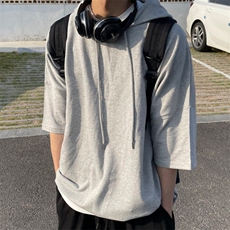 816B-T1010-P45春夏季学生连帽情侣中性韩简约高级短袖ins港风，男装T恤，星座816B