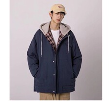 假两件棉衣男冬季韩版宽松格子百搭连帽棉服港风帅气棉袄外套新款，男装棉衣，星座1210-1