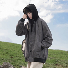 wassuphappy连帽夹克男款秋冬季潮流美式复古上衣服宽松休闲外套，男装夹克，星座109