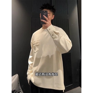 WY866-P55   秋季新款潮牌纯色圆领卫衣男美式复古高级宽松百搭图片