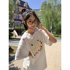 万针全刺绣工艺抖音得物高品质260克重磅纯棉双纱美式高街短袖T恤，男装T恤，电商A486