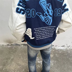 潮流时尚日系美式复古潮牌棒球服夹克男女春季刺绣字母情侣外套，男装夹克，星座506A