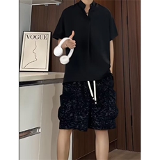 TZ02/P62套装夏季凉感薄款冰丝polo衬衫工装短裤男百搭两件套，男装牛仔裤，电商A141