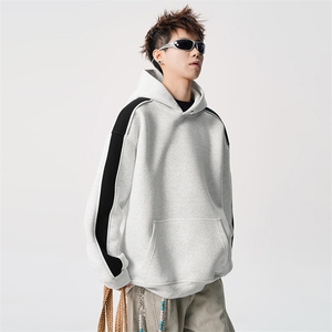 得物二开 拼接加绒卫衣男连帽套头时尚外套A266-WY90-P50加绒60图片
