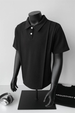 夏季新款港风日系复古两粒扣翻领短袖T恤男潮XZ213-TX32-P35控58，男装T恤，星座213