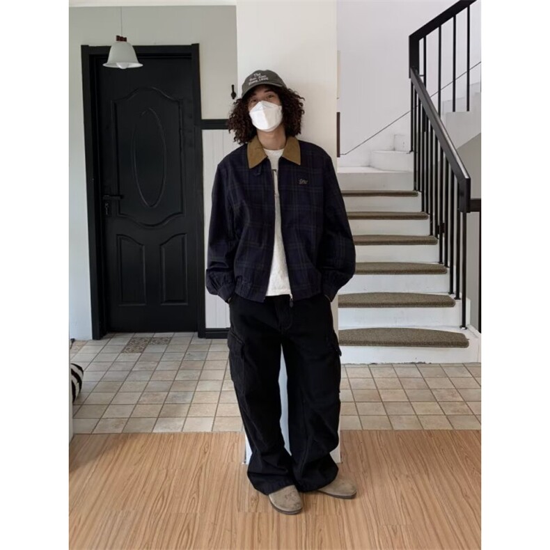领子撞色外套男春季穿搭运动夹克潮牌美式青少年立领防风上衣情侣,男装夹克,四季星座505