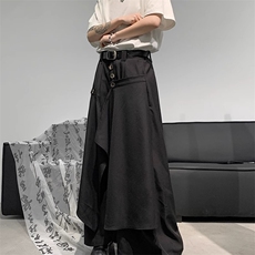 不规则设计感裤子男夏宽松阔腿裙裤潮流山本风痞帅休闲MK08P43，男装休闲裤，星座1013-5