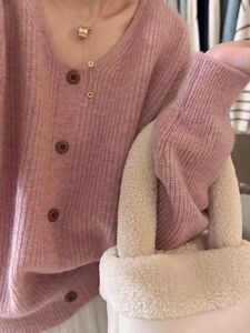 羊范软糯羊毛打底针织衫女V领宽松韩系温柔风内搭套头100羊毛衫图片