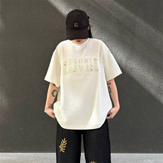 万针全刺绣工艺抖音得物高品质260克重磅纯棉双纱美式高街短袖T恤，男装T恤，电商A486-1