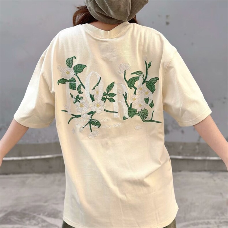 重磅纯棉刺绣短袖T恤男女潮牌上衣衣服夏季情侣美式半袖图片