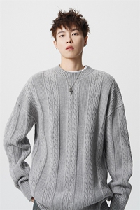 8XL- M 特大码麻花圆领毛衣男潮流大码毛线衫套头外套MY1206P50图片