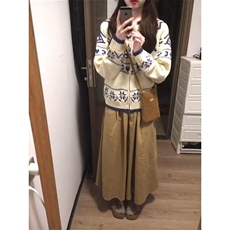 韩版圣诞氛围感费尔岛提花开衫毛衣女冬季减龄外穿针织衫M3303，男装针织衫/毛衣，星座1116A（原606A-3）