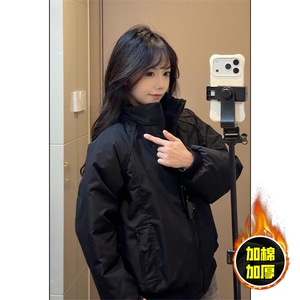 现货美式高街休闲棉衣夹克三防立领纯色户外工装加厚棉服外套图片