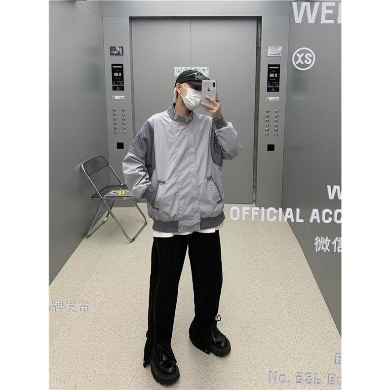 潮牌飞行员夹克男美式潮流针织拼接外套秋冬季宽松痞帅Y6592-P68,男装夹克,星座1109-3