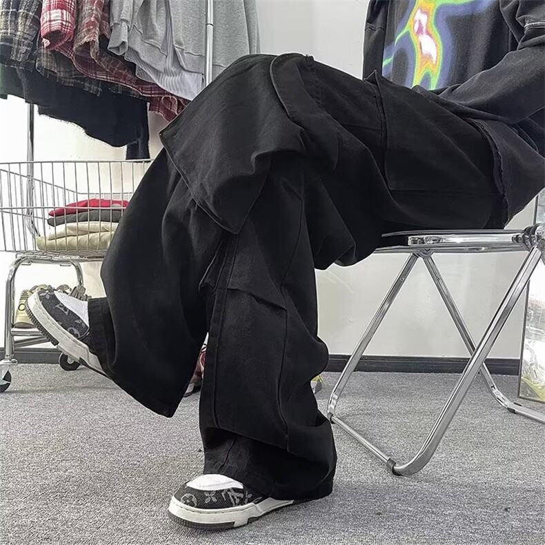 2024春季新款直筒工装口袋束脚宽松阔腿休闲裤现货K7697-P56,男装休闲裤,星座512-3