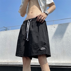夏男短裤速干裤冰丝褶皱字母印花图案宽松五分中裤马裤D5539P25，男装牛仔裤，星座1013-1