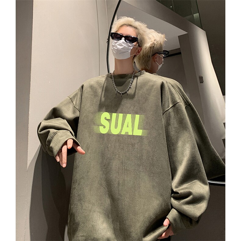 抖音得物供货提供视频秋冬重磅美式麂皮绒圆领卫衣JY369,男装卫衣,电商A486