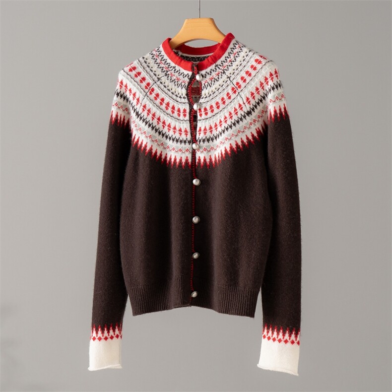 2025年秋季时尚百搭通勤简约休闲羊绒开衫，女装羊绒衫，雪山红莲