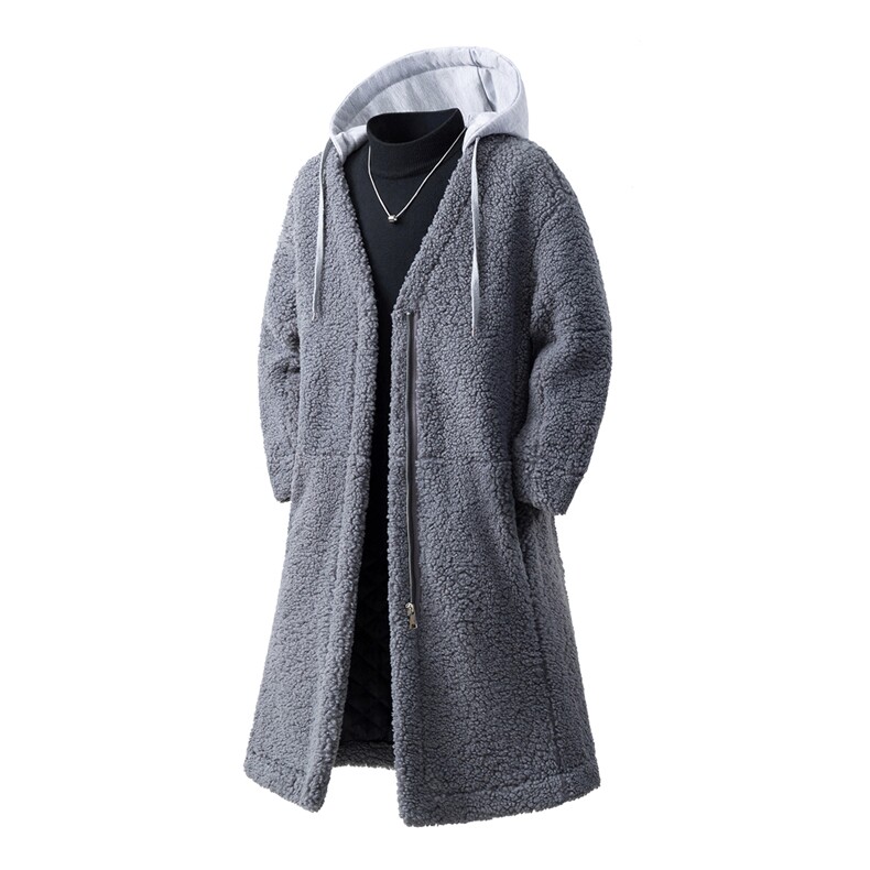 白底假两件中长款大码M-2XL连帽棉衣羊羔毛外套男YG7502P125控168，男装棉衣，星座227-7