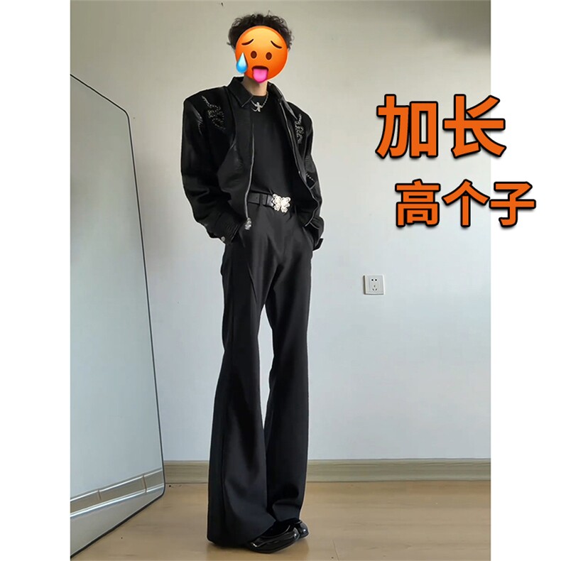 网图cleanfit黑色微喇西裤美式高街裤子男直筒休闲西装裤KZ058P50图片